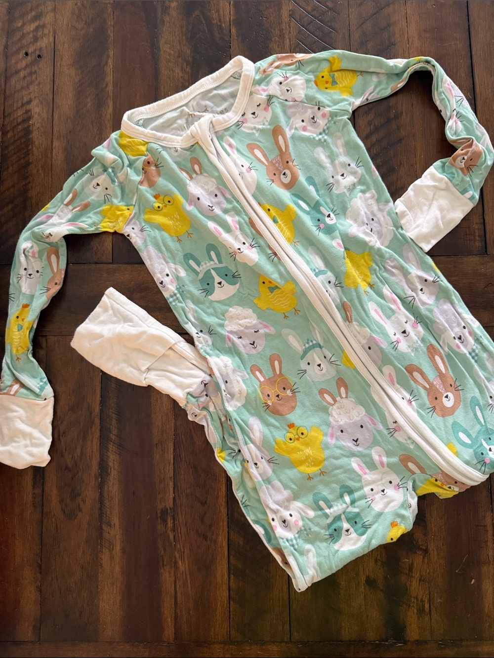 Little Sleepies Mint Green Bunny & Chick Print Pajama Set